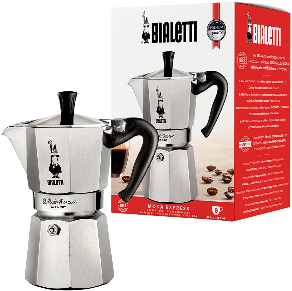 Bialetti moka express - perkolator - 9 filiżanek - aluminium
