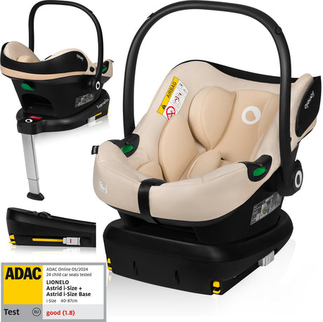 Zestaw Lionelo Astrid i-size – fotelik samochodowy 40–87 cm + baza isofix – testowany pod kątem ADAC – r129 i-size – pianka z pamięcią kształtu – regulowany zagłówek – zabezpieczenia boczne – fotelik dri-seat – lekki – uniwersalnie kompatybilny