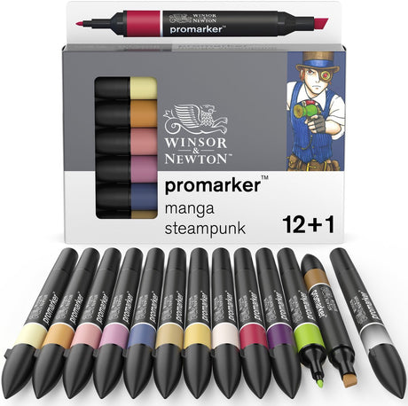 Zestaw Winsor Newton Promarker™ 12+1 manga steampunk | profesjonalne markery układowe, markery alkoholowe