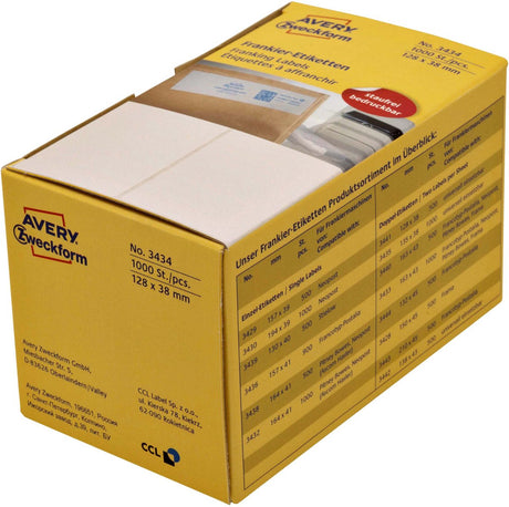 Niemarkowa marka sans marque house avery 3434 etykieta frankingowa 128x38mm biała