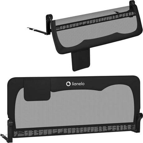 Lionelo hanna – poręcz łóżka 150x66 cm – składana o 180° – aluminiowa rama – bezpieczny stojak na pasek – do 27 kg – przewiewna siatka – do materacy do 45 cm – certyfikat SGS – przyjazny w podróży – łatwy montaż