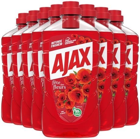 Ajax uniwersalny środek czyszczący Fête des Fleurs Rode Bloem - 8 x 1l - uniwersalny środek czyszczący do wielu powierzchni - niedrogi pakiet