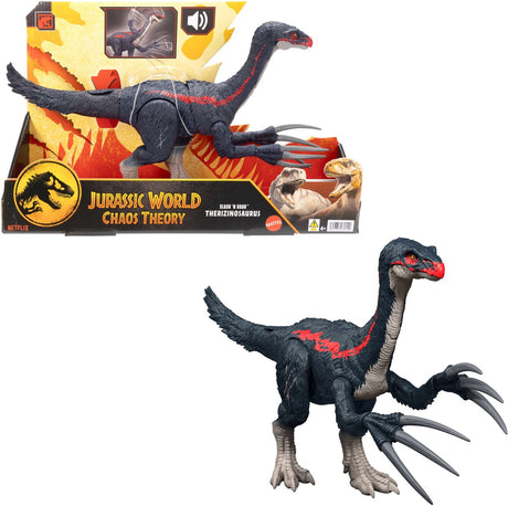 Mattel Jurassic World Slap and Roar Therizinosaurus - z funkcją ataku i dźwiękami - teoria chaosu