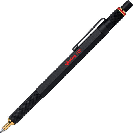 Długopis Rotring 800 | punkt średni | czarny atrament | czarna obudowa | wielokrotnego napełniania