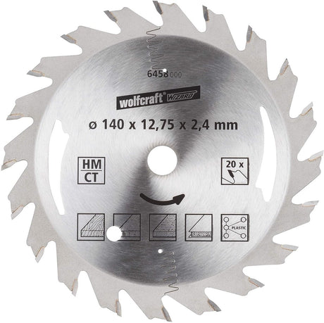 Wolfcraft - piła tarczowa 140x12,75mm - 20 zębów - brzeszczot do piły tarczowej - seria srebrna - 6458000