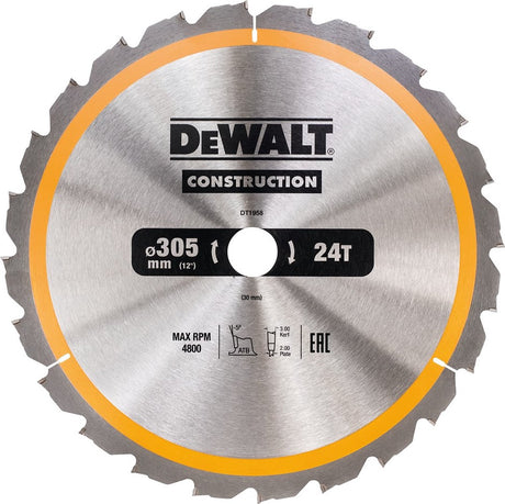 Piła tarczowa Dewalt do drewna | budowa | ø 305mm otwór na oś 30mm 24t - dt1958-qz