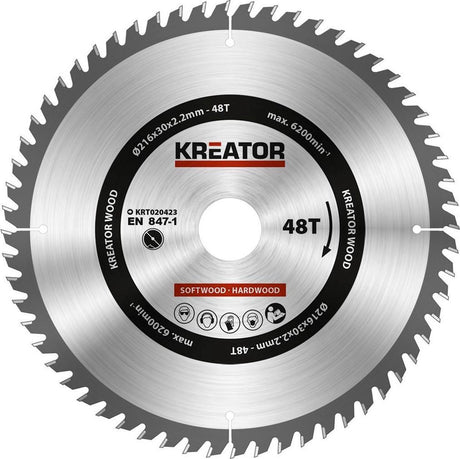 Kreator krt020423 brzeszczot do drewna 216 mm - 48t