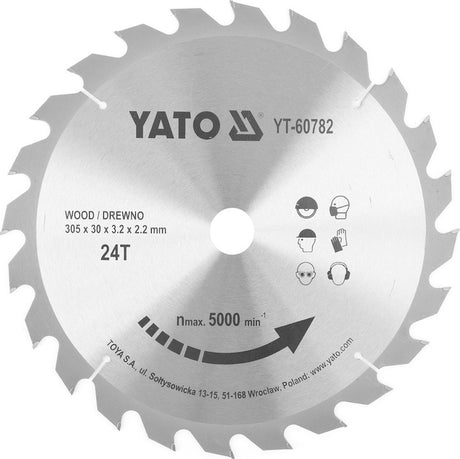 Piła tarczowa Yato ø305 mm - 24t - średnica wewnętrzna 30 mm
