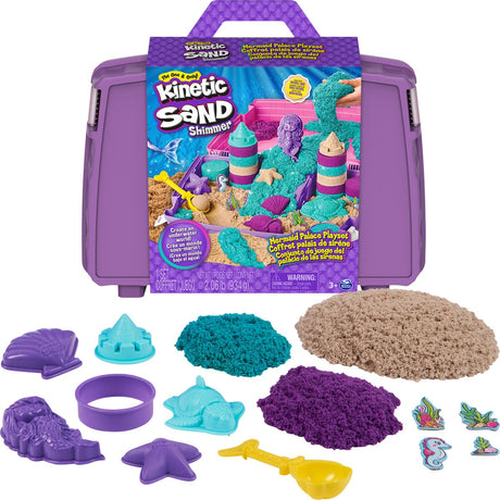 Kinetic sand shimmer – etui syrenka – oryginał 907g w 3 kolorach z 6 kształtami i 1 miarką