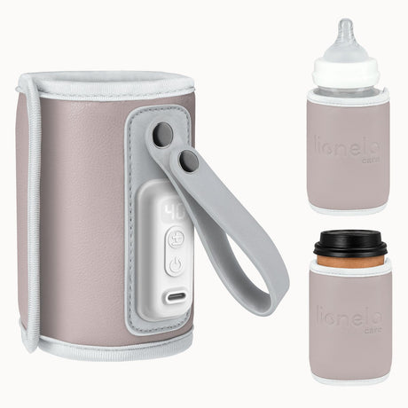 Lionelo thermup go – przenośny podgrzewacz do butelek – zasilacz USB-C – 5 ustawień temperatury (38–50°C) – do butelek dla niemowląt do 70 mm – termostat chroniący przed przegrzaniem – niewielka waga (100 g) – nie zawiera BPA – w zestawie kabel USB-C