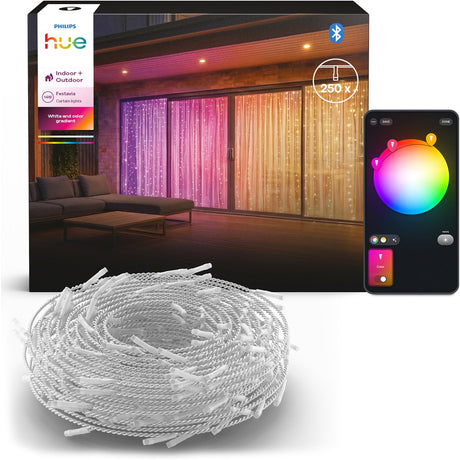 Philips hue  festavia led lichtgordijn, 1.35 x 2m, aanpasbaar wit en gekleurd licht, voor binnen en buiten , slimme verlichting