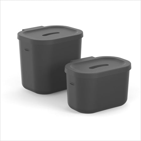 Zestaw Rotho bio - wiadro na kompost - 2 części (3,2 l + 6 l) - 100% tworzywa sztucznego pochodzącego z recyklingu - salsa - czarny