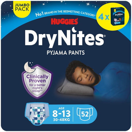 Spodnie pieluszkowe Drynites huggies - chłopcy - 8 do 13 lat (30 - 48 kg) - 52 spodnie nocne - dodatkowy rabat