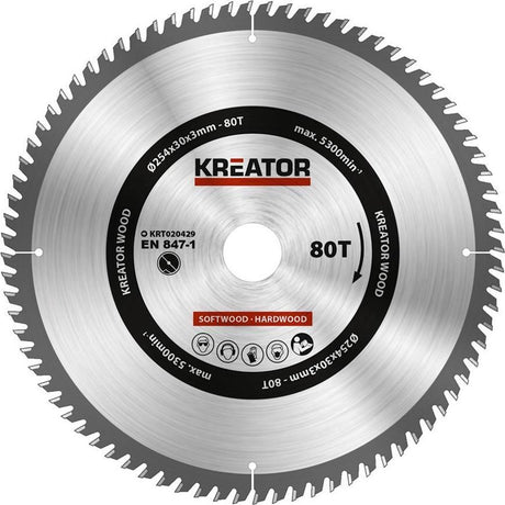 Kreator krt020429 brzeszczot do drewna 254 mm -80t