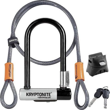 Kryptonite umiarkowany U-lock z linką - rower - art-2 zamek - rower elektryczny U-lock - długość 22,9 cm - stal - czarny srebrny