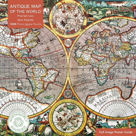 Isbn adult sustainable jigsaw puzzle pieter van den keere: antique map of the world