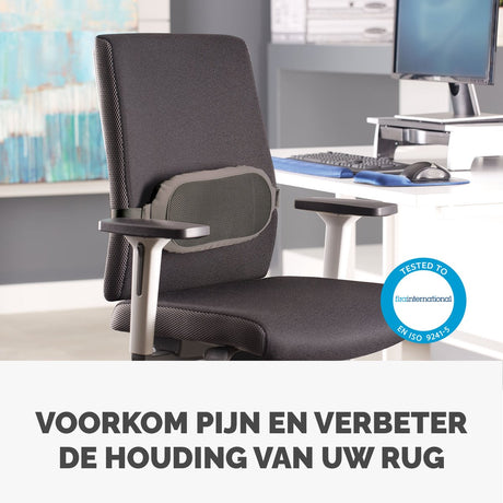 Ergonomiczne krzesło biurowe Fellowes z podparciem pleców - poduszka podparcia lędźwiowego - regulowana - oddychająca siatka - seria i-spire - szara