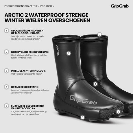 Gripgrab - wodoodporne, wodoodporne, neoprenowe kalosze rowerowe arctic 2 na zimę, z polarową podszewką - czarne - unisex - rozmiar xxxl (48 49)