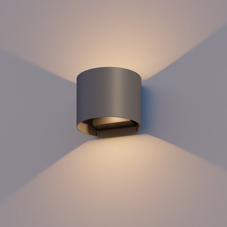 Kinkiet LED Calex Verona - owalny - LED w górę - regulowany kąt rozsyłu światła - 7W - oświetlenie ogrodowe - nowoczesny design - ciepłe białe światło - do wewnątrz i na zewnątrz - antracyt