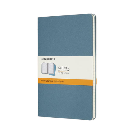 Dzienniki Moleskine Cahier – duże – w linie – niebieskie – zestaw 3 szt