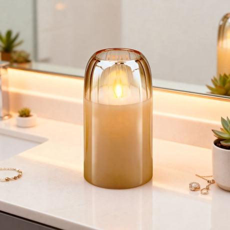Świeca led Arti casa ø7,5x15cm - kremowa - ruchomy knot - realistyczny płomień - działa na baterie 2xaa - wykonana ze szkła - atrakcyjna dekoracja domu do wnętrz - dodatek do domu