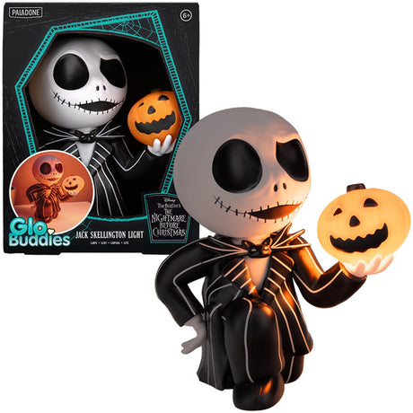 Paladone jack skellington, globuddie lamp – karakter diorama lamp met pompoen, officieel gelicentieerd -
