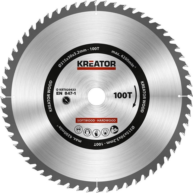 Kreator krt020433 zaagblad hout - 315mm100t