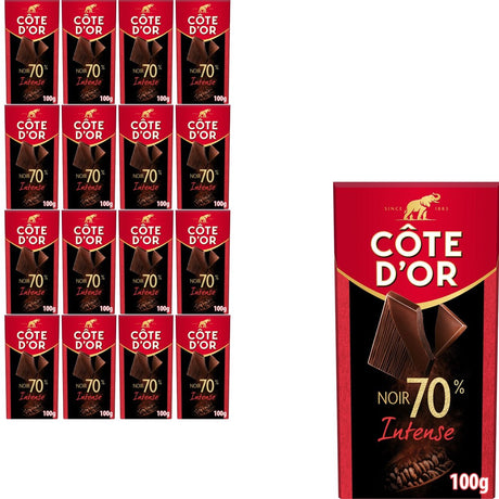 Tabliczka czekolady Côte d'or czysta intensywna 70% 16 x 100 g - tabliczki czekolady - prezent urodzinowy dla kobiet lub mężczyzn - magazyn