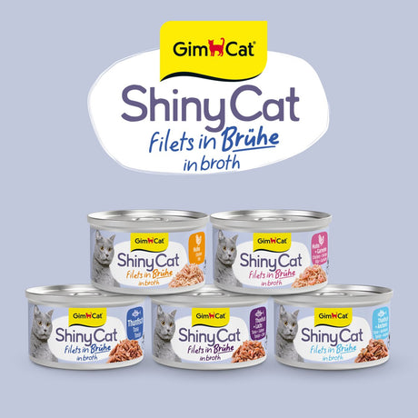 Gimcat 24 x 70 g - filety Shinycat w bulionie z kurczaka + krewetki
