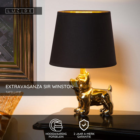 Lucide extravaganza sir winston - lampa stołowa - 1xe14 - złota