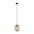 Eglo bordesley hanglamp - 1 lichts - ø21cm. - e27 - bamboe, rotan - zwart, bruin