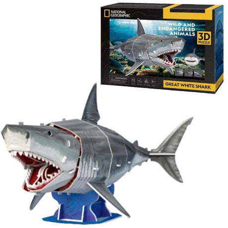 Zabawa sześcienna National Geographic - puzzle 3D - rekin biały