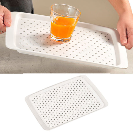Taca prostokątna Kesper - taca antypoślizgowa - głęboka taca z antypoślizgiem - 35 x 26 x 2 cm - kolor: biały