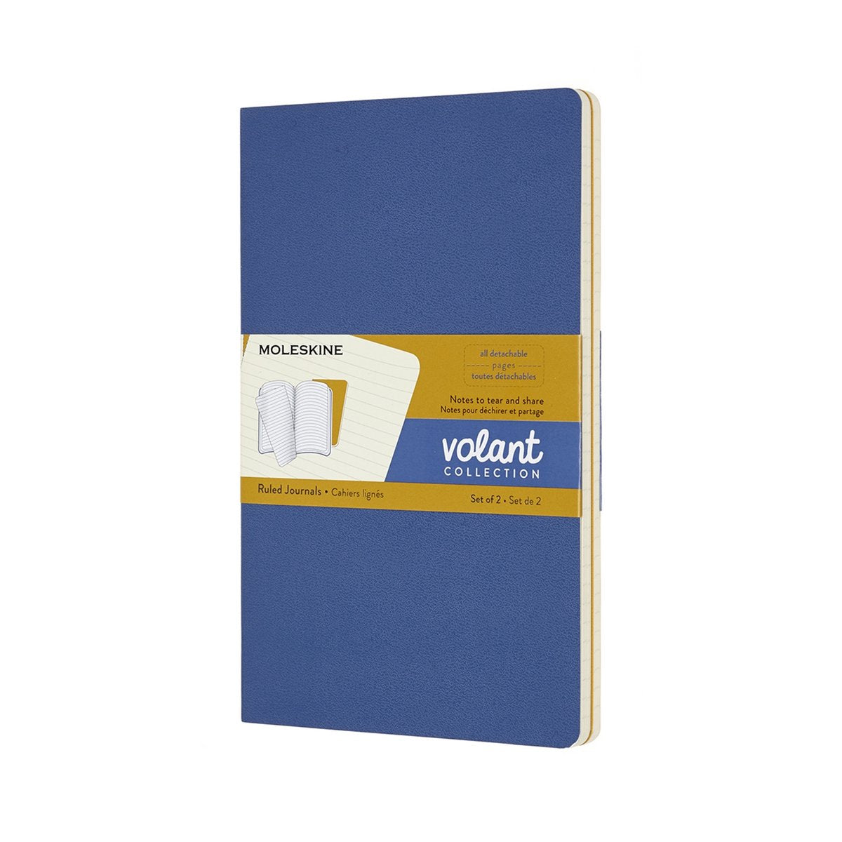 Dzienniki z falbanką Moleskine - duże - w linie - niebiesko-żółte