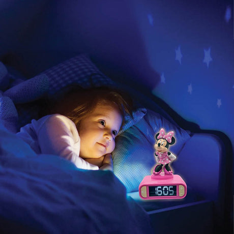 Cyfrowy budzik Lexibook z lampką nocną Minnie 3D i efektami dźwiękowymi