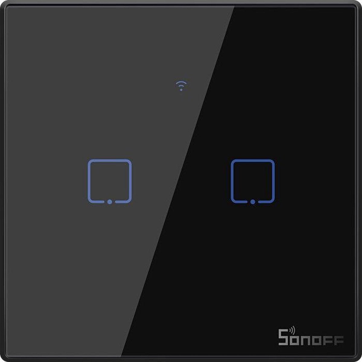 Sonoff smart switch wifi + rf 433 t3 eu tx (2-kanaals)