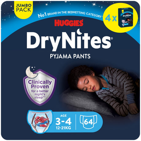 Spodnie pieluszkowe Drynites huggies - chłopięce - 3 do 4 lat (12 - 21 kg) - 64 spodnie nocne - dodatkowy rabat