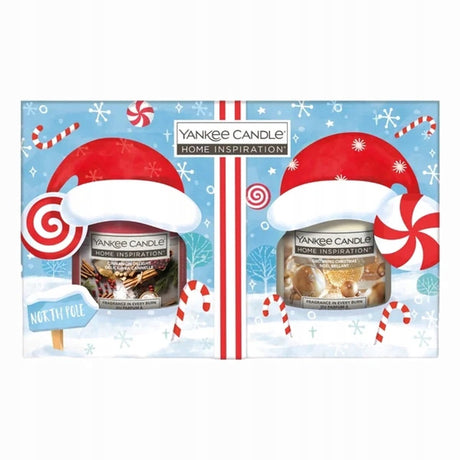 Inspiracja do domu Yankee Candle - zestaw upominkowy z 2 małymi słoiczkami - prezent na Boże Narodzenie - 70 godzin palenia - cynamonowa rozkosz lśniąca na Boże Narodzenie