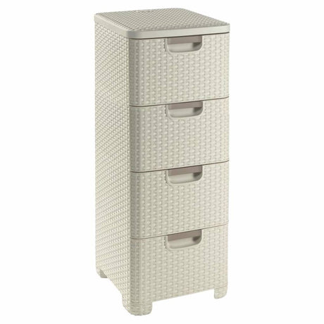 System szuflad w stylu Curver - 4x 14l - vintage biały