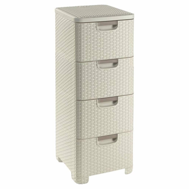 System szuflad w stylu Curver - 4x 14l - vintage biały