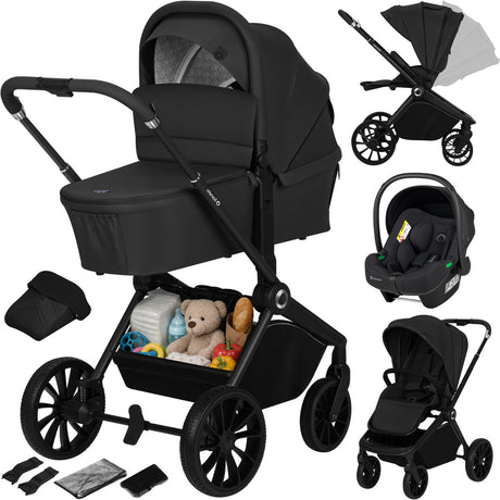 Lionelo mika plus - wózek 3w1 - zestaw xxl - w komplecie. fotelik samochodowy i-size - wszechstronny i całoroczny - duże koła - do 22kg - obsługa jedną ręką - na każdy teren - zestaw akcesoriów