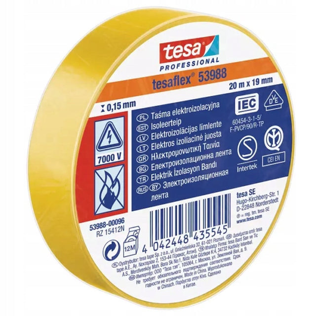 Taśma izolacyjna Tesa 19mm - 20 metrów - żółta