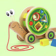 Hape walking snail with shape play - wooden pulling figure with blocks for toddlers from 12 months