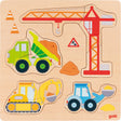 Puzzle Goki - pojazdy budowlane - 12 części - drewno - 2 lata