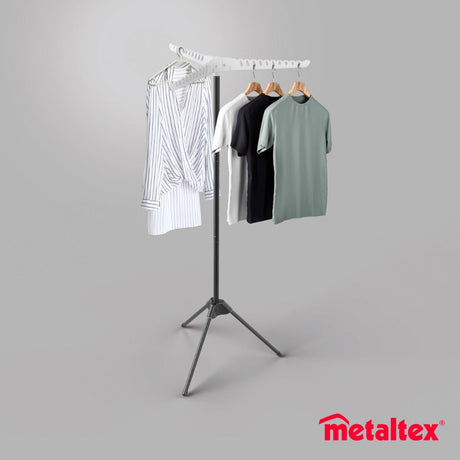 Metaltex - wieszak do suszenia tri-hang - regulowany wieszak na ubrania - 150cm - wielofunkcyjny - składany - na 33 wieszaki na ubrania