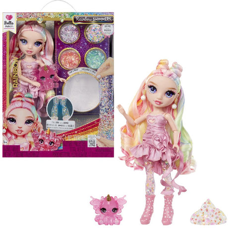 Tęczowa wysoka mieniąca się lalka slime fashion - bella (różowa)