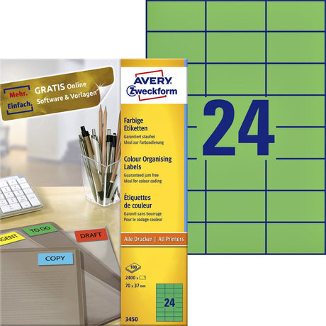 Etykiety uniwersalne avery 3450 70x37mm zielone