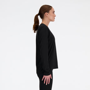 Damski sweter sportowy New Balance Sport Essential z długim rękawem - czarny xxl