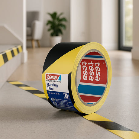 Tesa - taśma znakująca - 33m x 50mm - żółto-czarna - PVC
