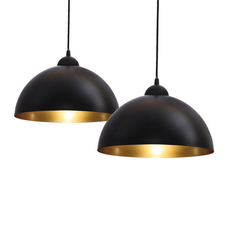 B.k.licht - zestaw 2 lamp wiszących - sypialnia - jadalnia - czarne złoto - 2 sztuki - oprawa E27